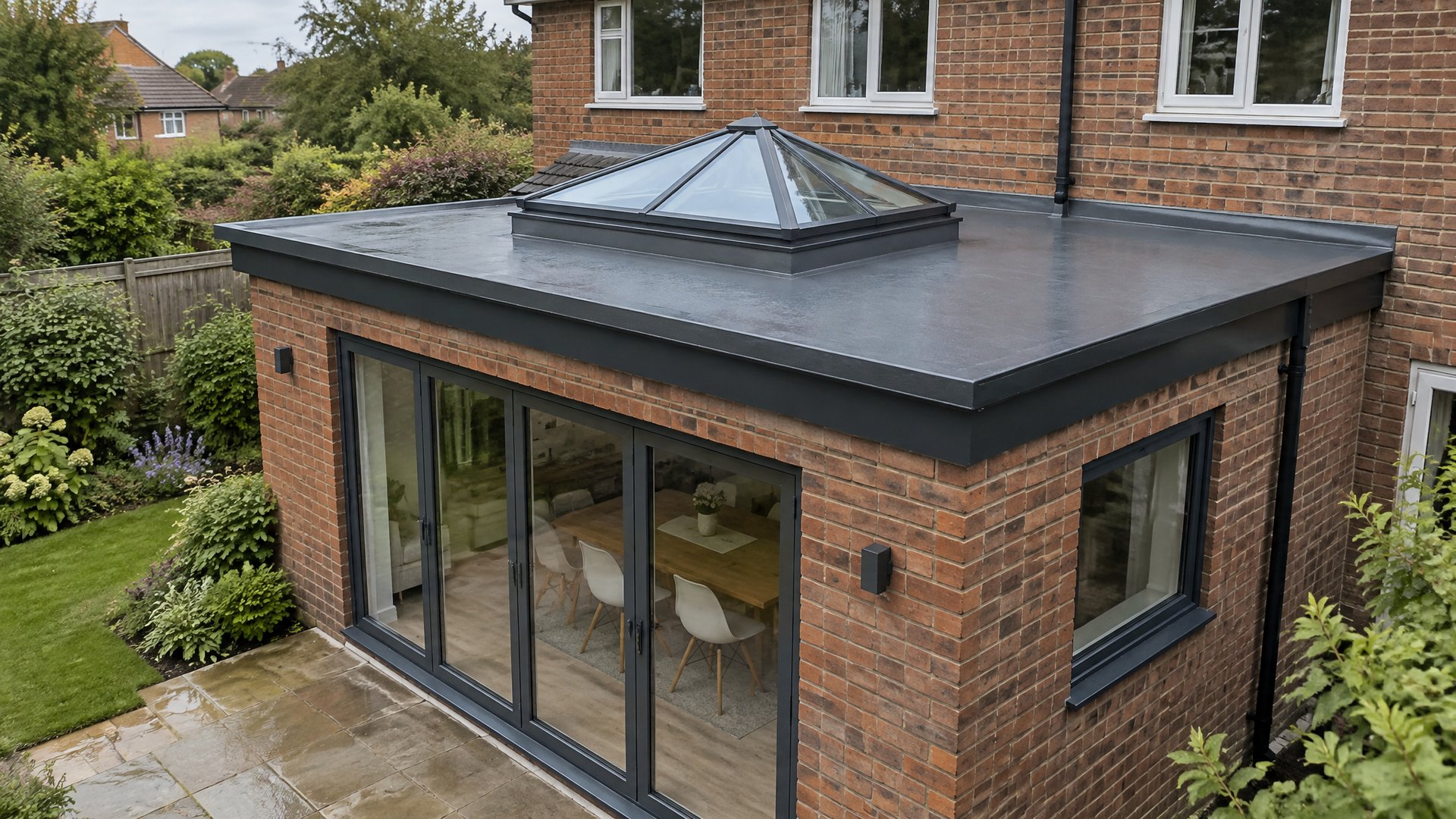 New flat roof on a rear extension