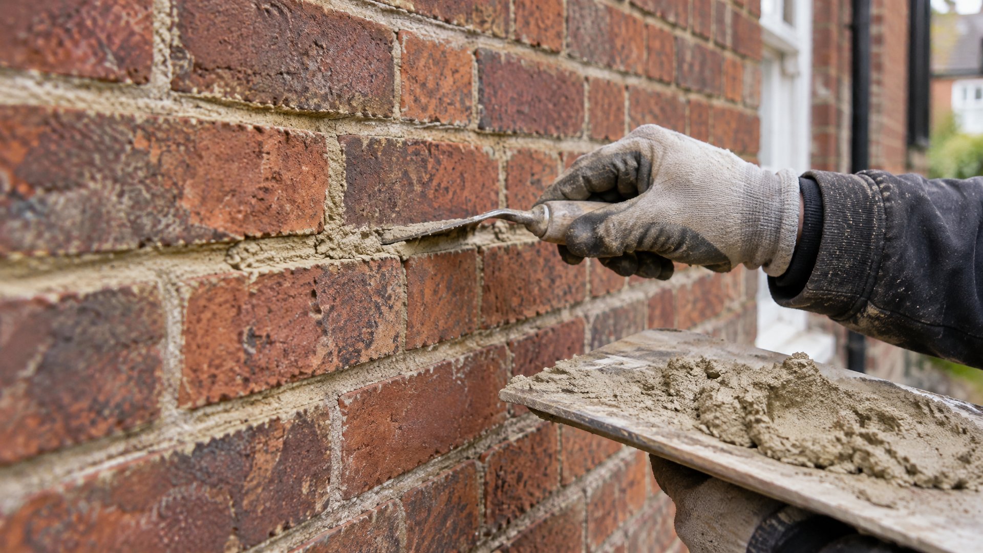 Brickwork being repointed